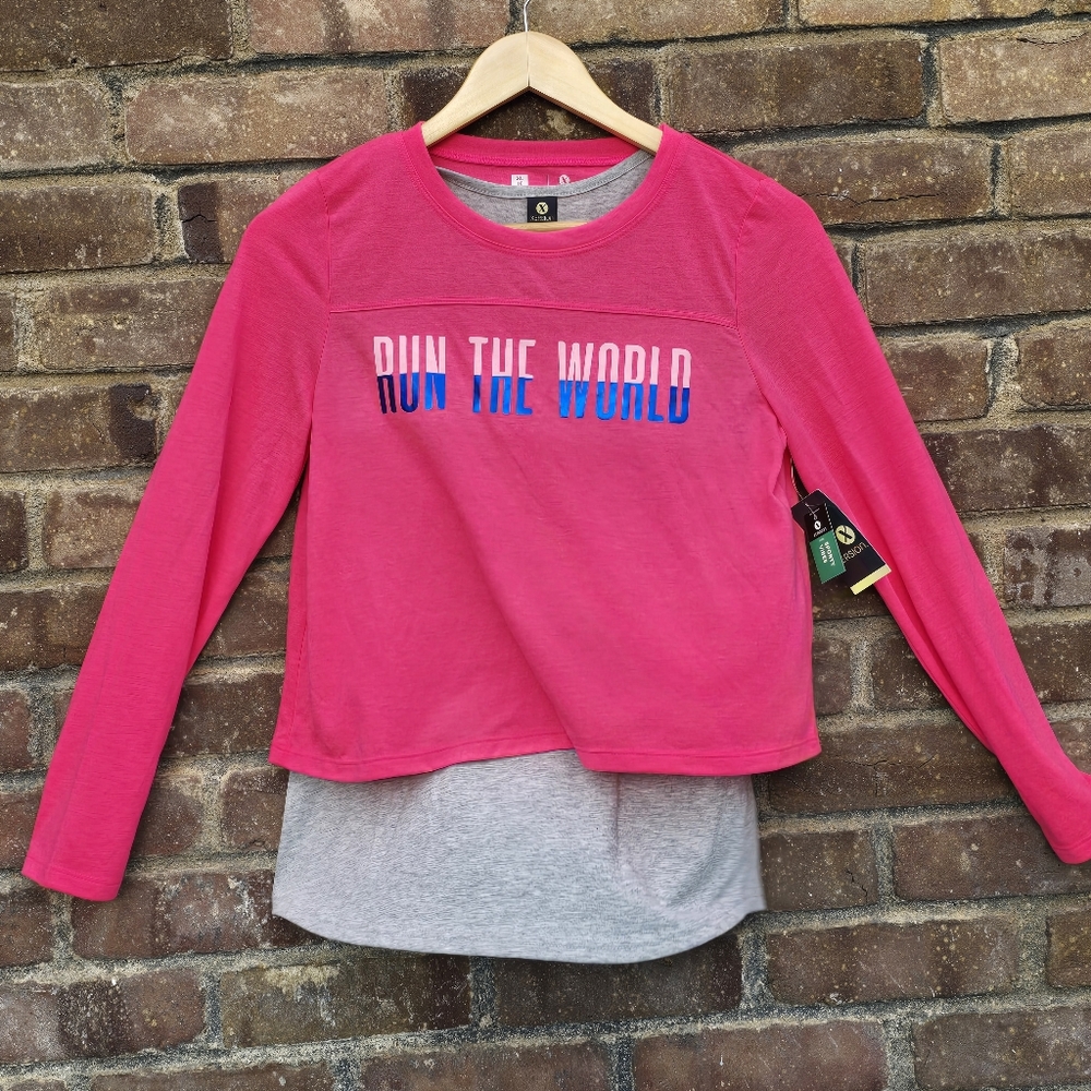 Xersion Big Girl Athletic Double Up Top Blouse Sz 16 Sz XL 16